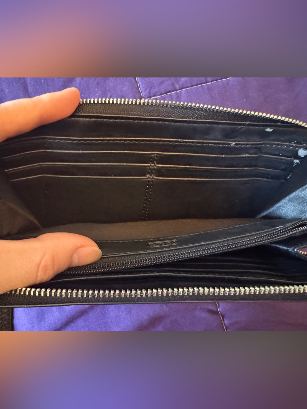 Coach Black Pebbled Double Zip Leather Wristlet EUC - Picture 11 of 12